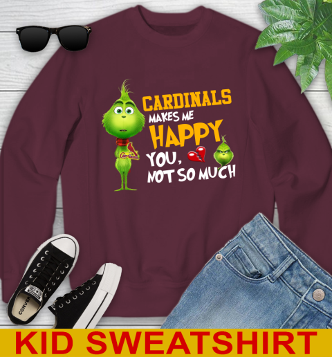 MLB St.Louis Cardinals Makes Me Happy You Not So Much Grinch Baseball Sports Youth Sweatshirt 4