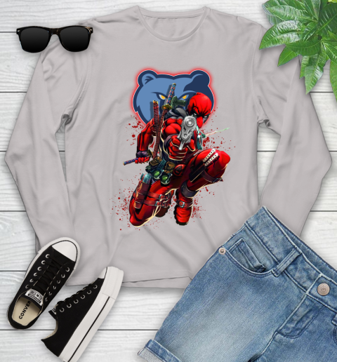 NBA Deadpool Marvel Comics Sports Basketball Memphis Grizzlies Youth Long Sleeve 12