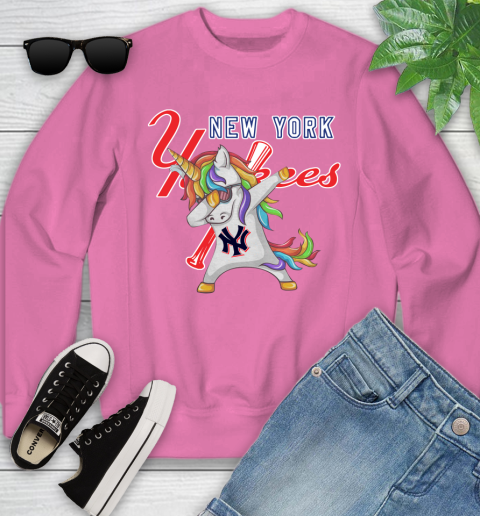New York Yankees MLB Baseball Funny Unicorn Dabbing Sports Youth Sweatshirt 7