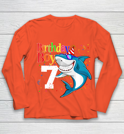 Kids 7th Birthday Boy Shark Shirts 7 Jaw Some Four Tees Boys 7 Years Old Youth Long Sleeve 3