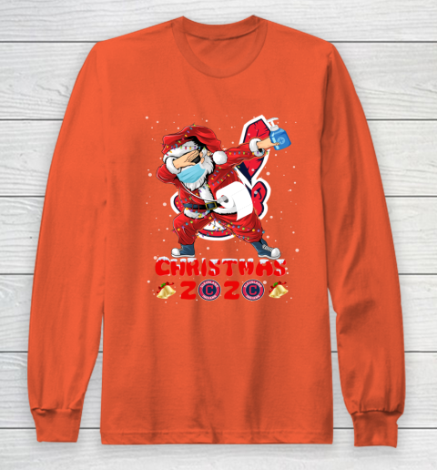 Cleveland Indians Funny Santa Claus Dabbing Christmas 2020 MLB Long Sleeve T-Shirt 3
