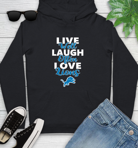 NFL Football Detroit Lions Live Well Laugh Often Love Shirt Youth Hoodie