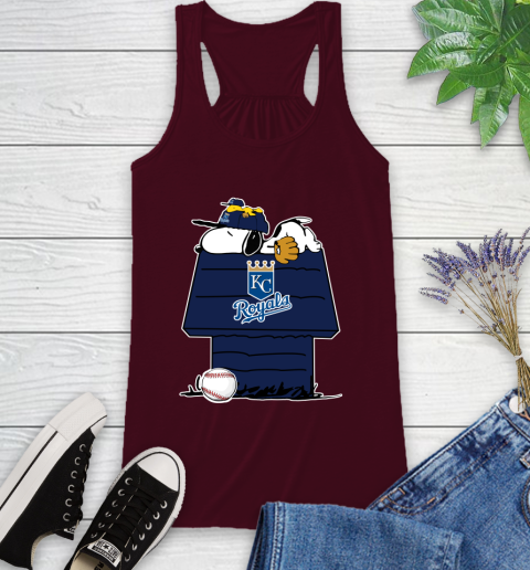 MLB Kansas City Royals Snoopy Woodstock The Peanuts Movie Baseball T Shirt Racerback Tank 3