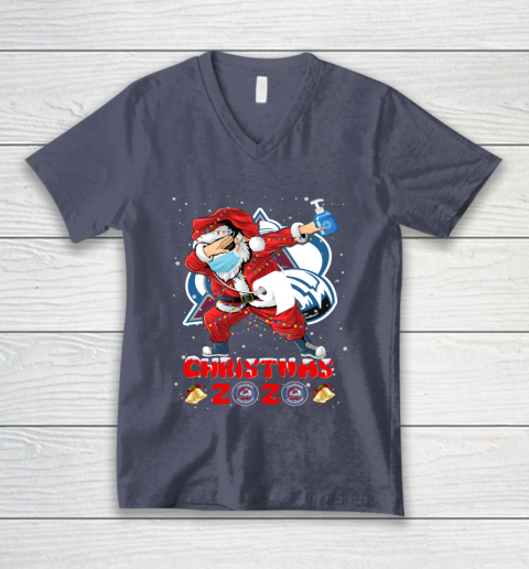 Colorado Avalanche Funny Santa Claus Dabbing Christmas 2020 NHL V-Neck T-Shirt 7