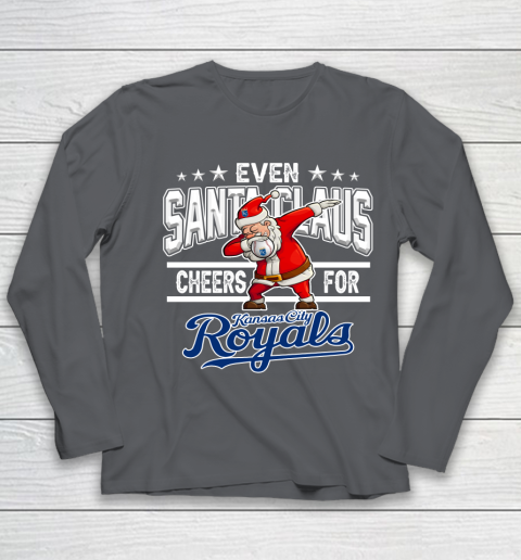 Kansas City Royals Even Santa Claus Cheers For Christmas MLB Youth Long Sleeve 6
