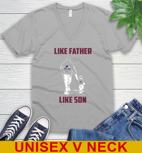 Colorado Avalanche NHL Hockey Like Father Like Son Sports V-Neck T-Shirt 3