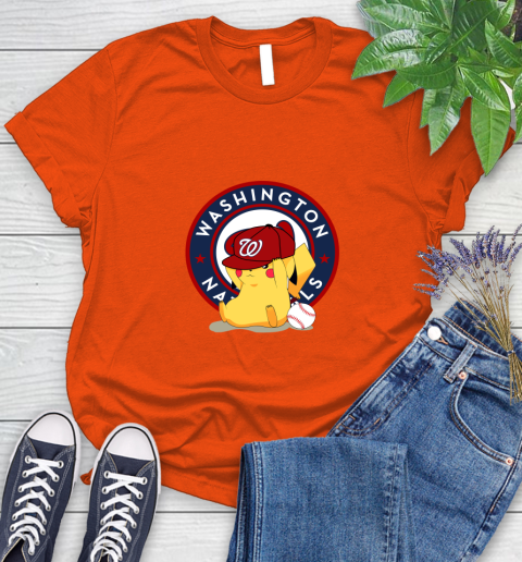 MLB Pikachu Baseball Sports Washington Nationals Women's T-Shirt 4
