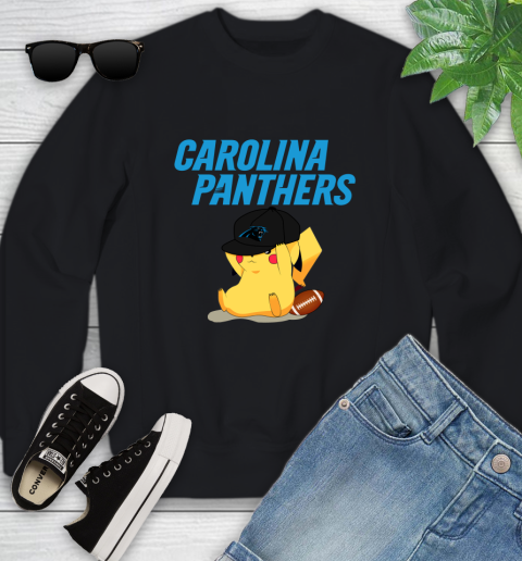 NFL Pikachu Football Sports Carolina Panthers Youth Sweatshirt 2