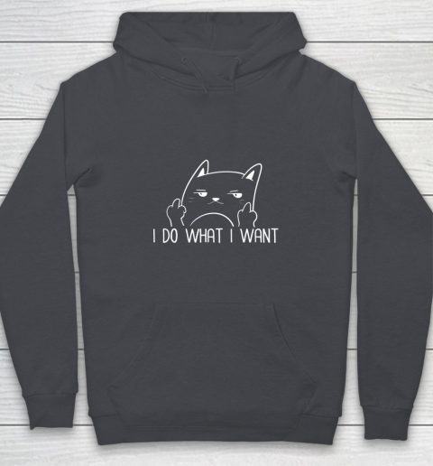 I Do What I Want Funny Adult Humour Cat Middle Finger Meme Youth Hoodie 5