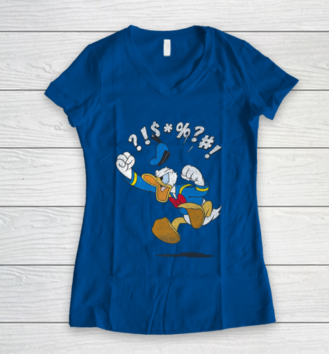 Disney Mickey And Friends Donald Angry Jump Women's V-Neck T-Shirt 7