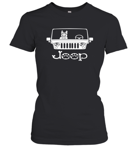 German Shepherd Dog Hoodie  Riding on Jeep Women T-Shirt