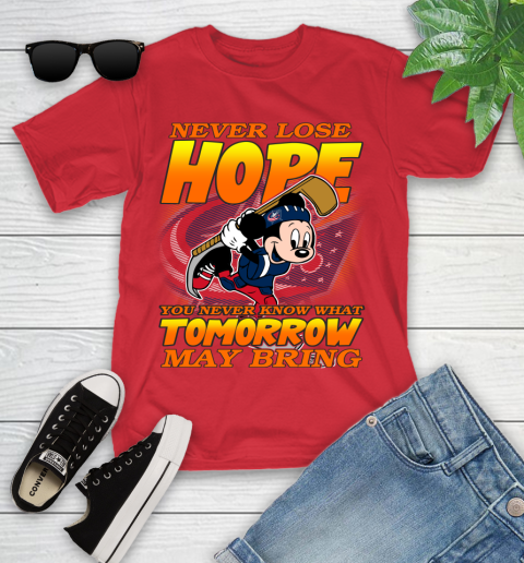 Columbus Blue Jackets NHL Hockey ootball Mickey Disney Never Lose Hope Youth T-Shirt 13