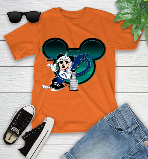 NHL Tampa Bay Lightning Stanley Cup Mickey Mouse Disney Hockey T Shirt Youth T-Shirt 7