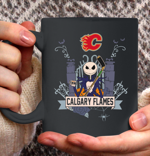 NHL Calgary Flames Hockey Jack Skellington Halloween Ceramic Mug 11oz