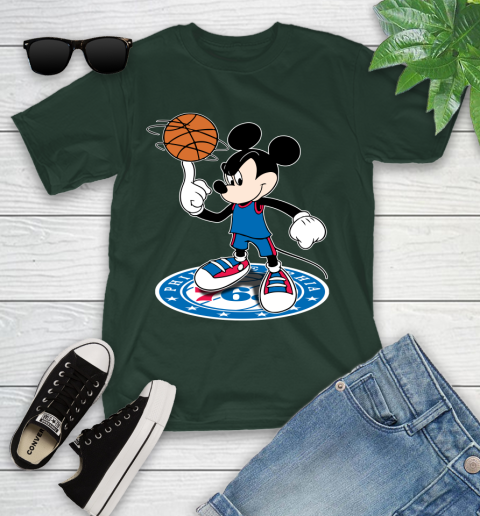 NBA Basketball Philadelphia 76ers Cheerful Mickey Disney Shirt Youth T-Shirt 5