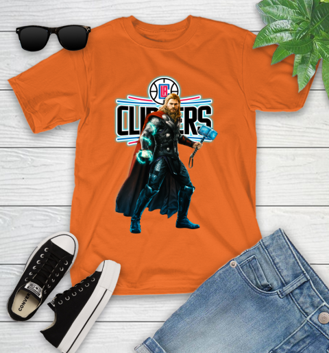 NBA Thor Avengers Endgame Basketball Los Angeles Clippers Youth T-Shirt 7