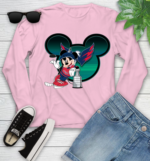 NHL Washington Capitals Stanley Cup Mickey Mouse Disney Hockey T Shirt Youth Long Sleeve 10