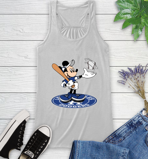 MLB Baseball Los Angeles Dodgers Cheerful Mickey Disney Shirt Racerback Tank 2