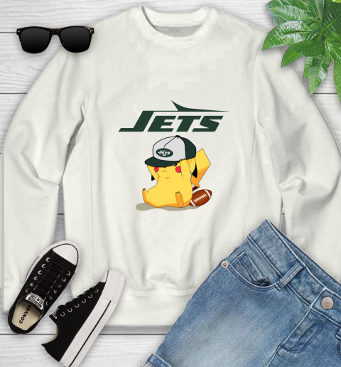 NFL Pikachu Football Sports New York Jets Youth Sweatshirt