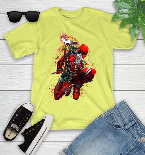 NFL Deadpool Marvel Comics Sports Football Minnesota Vikings Youth T-Shirt 8
