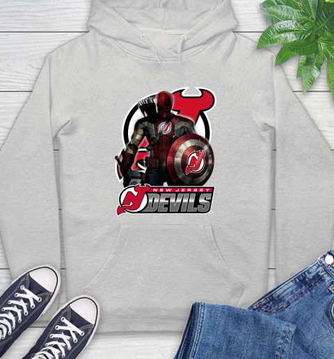 NHL Captain America Thor Spider Man Hawkeye Avengers Endgame Hockey New Jersey Devils Hoodie