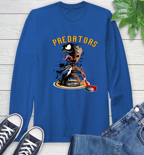 NHL Nashville Predators Hockey Venom Groot Guardians Of The Galaxy Long Sleeve T-Shirt 9