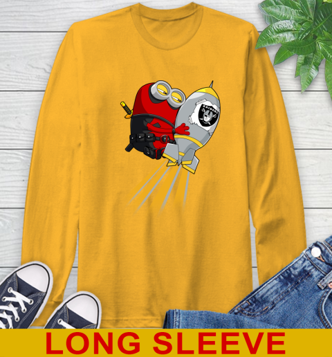 NFL Football Oakland Raiders Deadpool Minion Marvel Shirt Long Sleeve T-Shirt 2