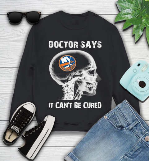 NHL New York Hockey Skull It Can't Be Cured Shirt Youth Sweatshirt