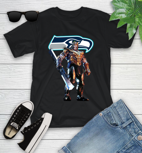 NFL Thanos Gauntlet Avengers Endgame Football Seattle Seahawks Youth T-Shirt 2