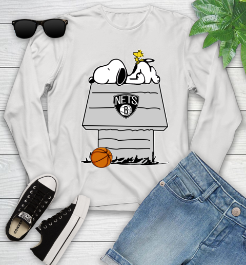 Brooklyn Nets NBA Basketball Snoopy Woodstock The Peanuts Movie Youth Long Sleeve