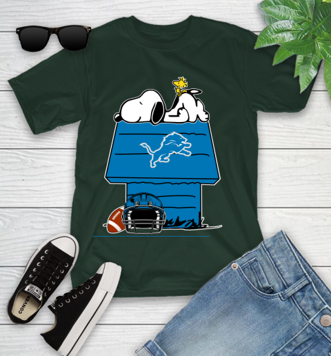 Detroit Lions NFL Football Snoopy Woodstock The Peanuts Movie Youth T-Shirt 5