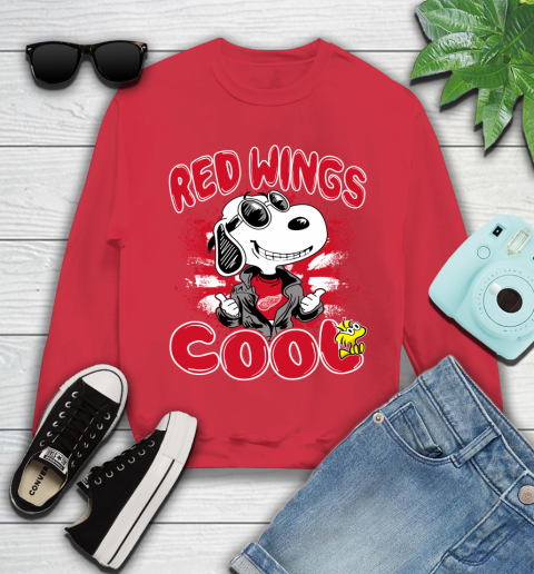 NHL Hockey Detroit Red Wings Cool Snoopy Shirt Youth Sweatshirt 6