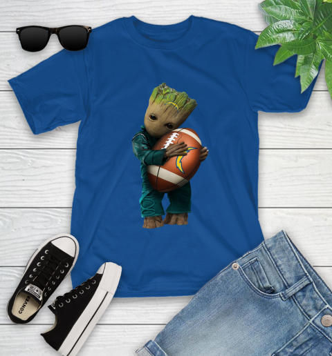 NFL Groot Guardians Of The Galaxy Football Sports Los Angeles Chargers Youth T-Shirt 9