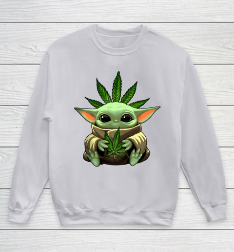 Baby Yoda Hug Marijuana Canabis Youth Sweatshirt 4
