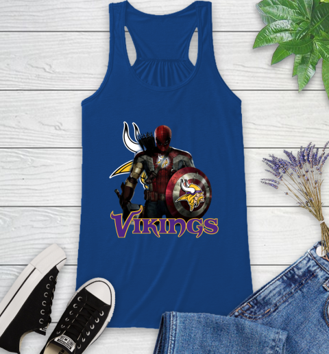 NFL Captain America Thor Spider Man Hawkeye Avengers Endgame Football Minnesota Vikings Racerback Tank 9