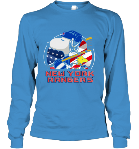 reoi new york rangersnoopy and woodstock nhl youth long sleeve 50 front sapphire