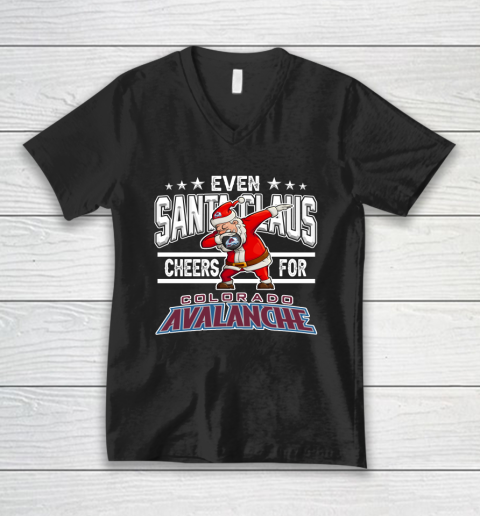 Colorado Avalanche Even Santa Claus Cheers For Christmas NHL V-Neck T-Shirt
