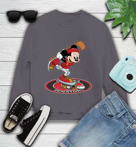 NHL Hockey Ottawa Senator Cheerful Mickey Disney Shirt Youth Sweatshirt 5