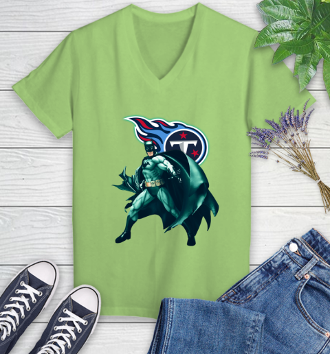 NFL Batman Football Sports Tennessee Titans Women's V-Neck T-Shirt 11