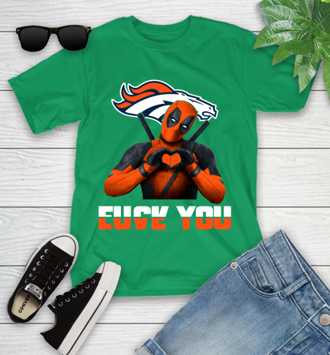 NHL Denver Broncos Deadpool Love You Fuck You Football Sports Youth T-Shirt 8