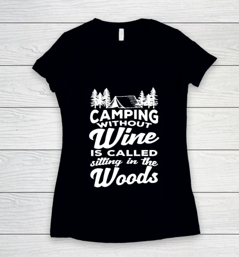 Funny Wine Lover Shirts Cute Camping Women's V-Neck T-Shirt