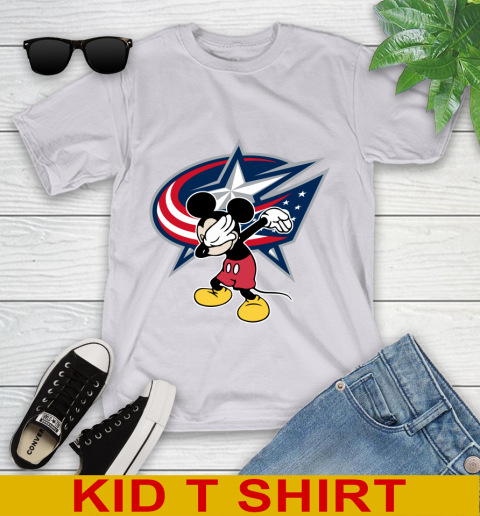 Columbus Blue Jackets NHL Hockey Dabbing Mickey Disney Sports Youth T-Shirt 5