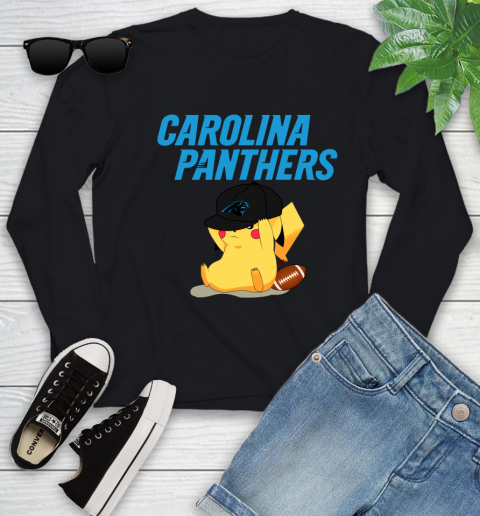 NFL Pikachu Football Sports Carolina Panthers Youth Long Sleeve 2