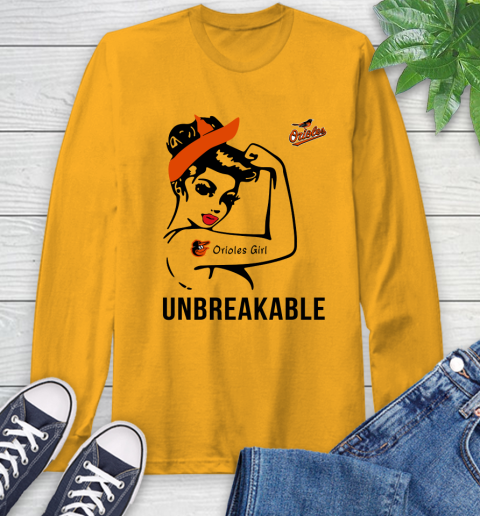 MLB Baltimore Orioles Girl Unbreakable Baseball Sports Long Sleeve T-Shirt 2
