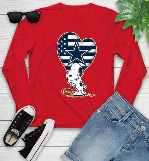 Dallas Cowboys NFL Football The Peanuts Movie Adorable Snoopy Youth Long Sleeve 11