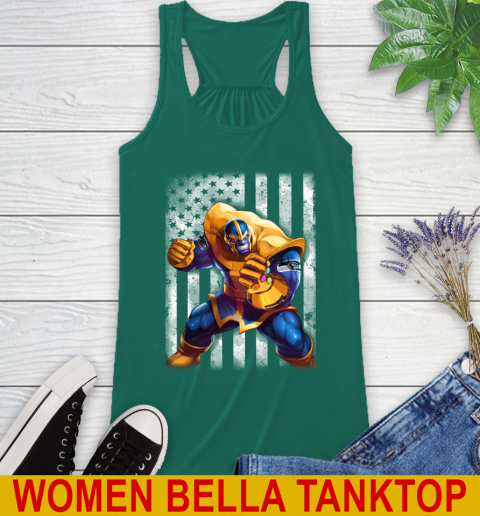 NFL Football Seattle Seahawks Thanos Marvel American Flag Shirt Racerback Tank - Image 6