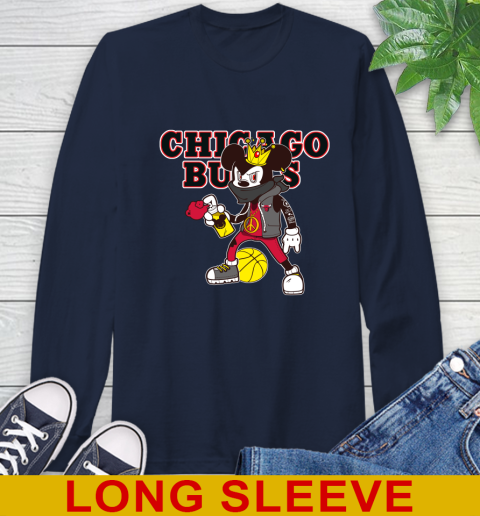 Chicago Bulls NBA Basketball Mickey Peace Sign Sports Long Sleeve T-Shirt 4
