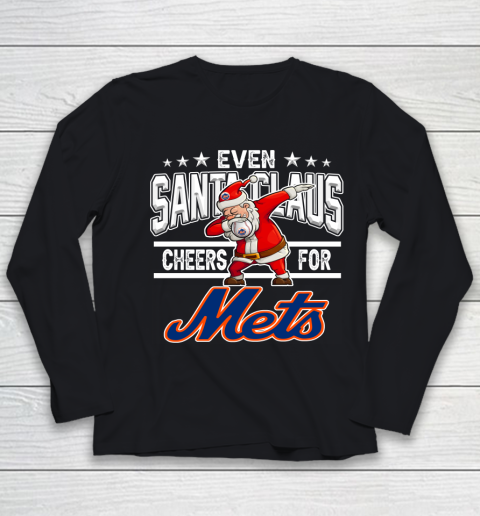 New York Mets Even Santa Claus Cheers For Christmas MLB Youth Long Sleeve