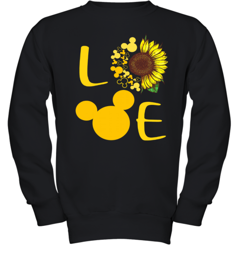 Love Sunflower Mickey Mouse Youth Sweatshirt