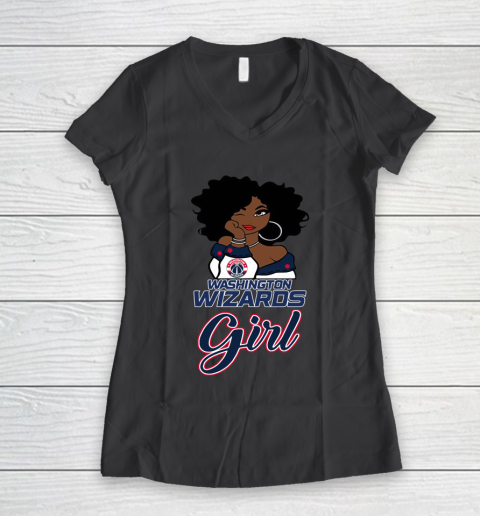 Washington Wizards Girl NBA Women's V-Neck T-Shirt 8